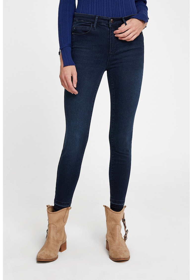 Blugi skinny cu talie medie - Bleumarin