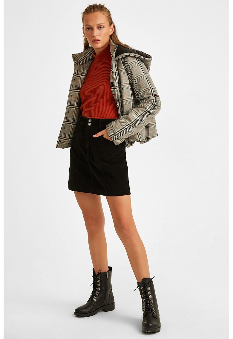 Pulover cu aspect striat si maneci cazute - Rosu