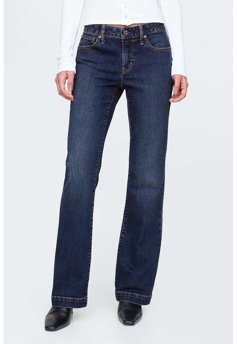 Blugi cu croiala bootcut si talie medie - Albastru inchis