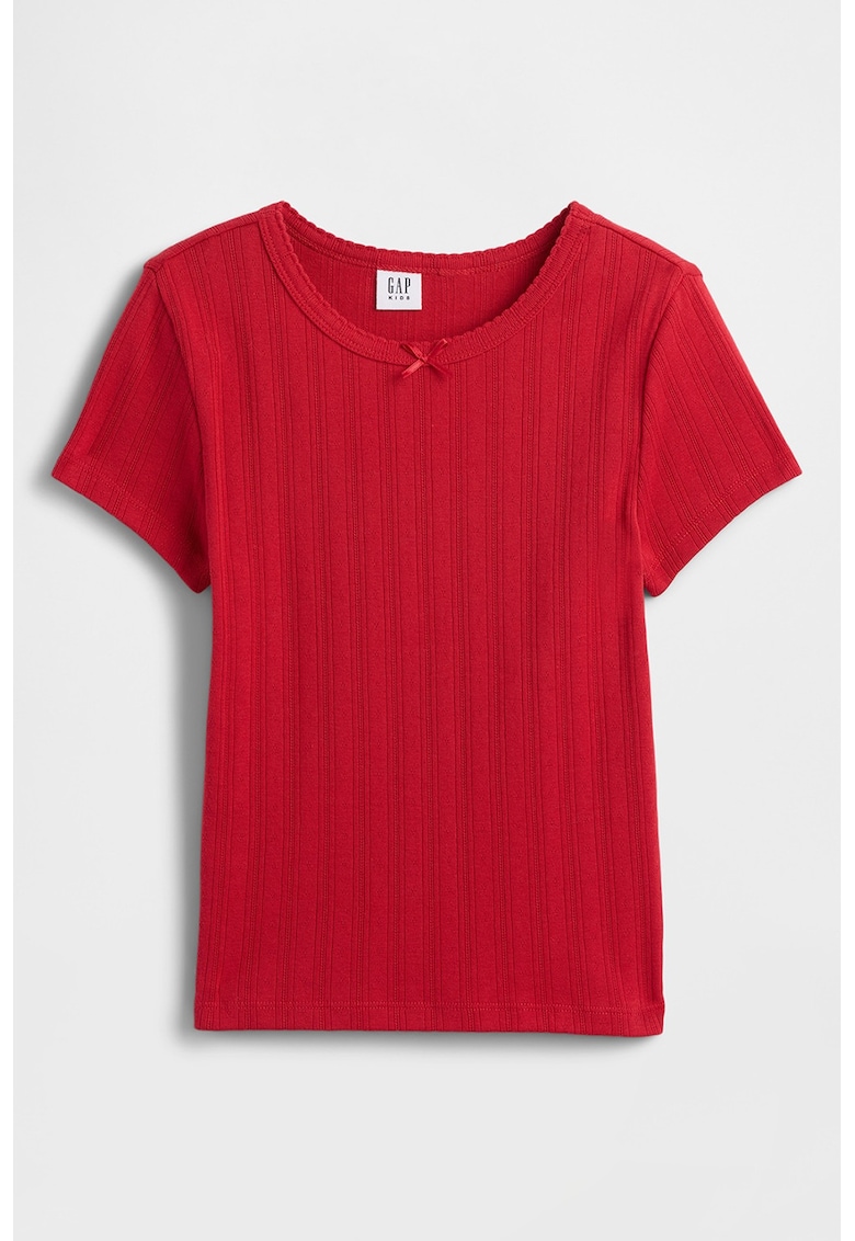 Tricou striat cu decolteu rotund - Rosu