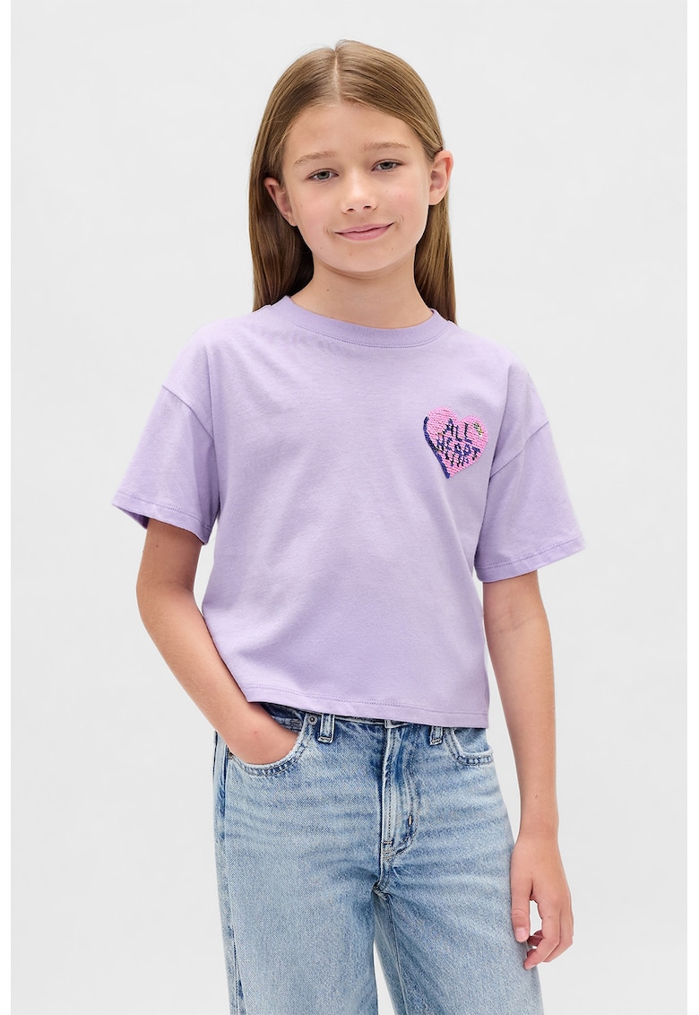 Tricou cu paiete reversibile - Lila
