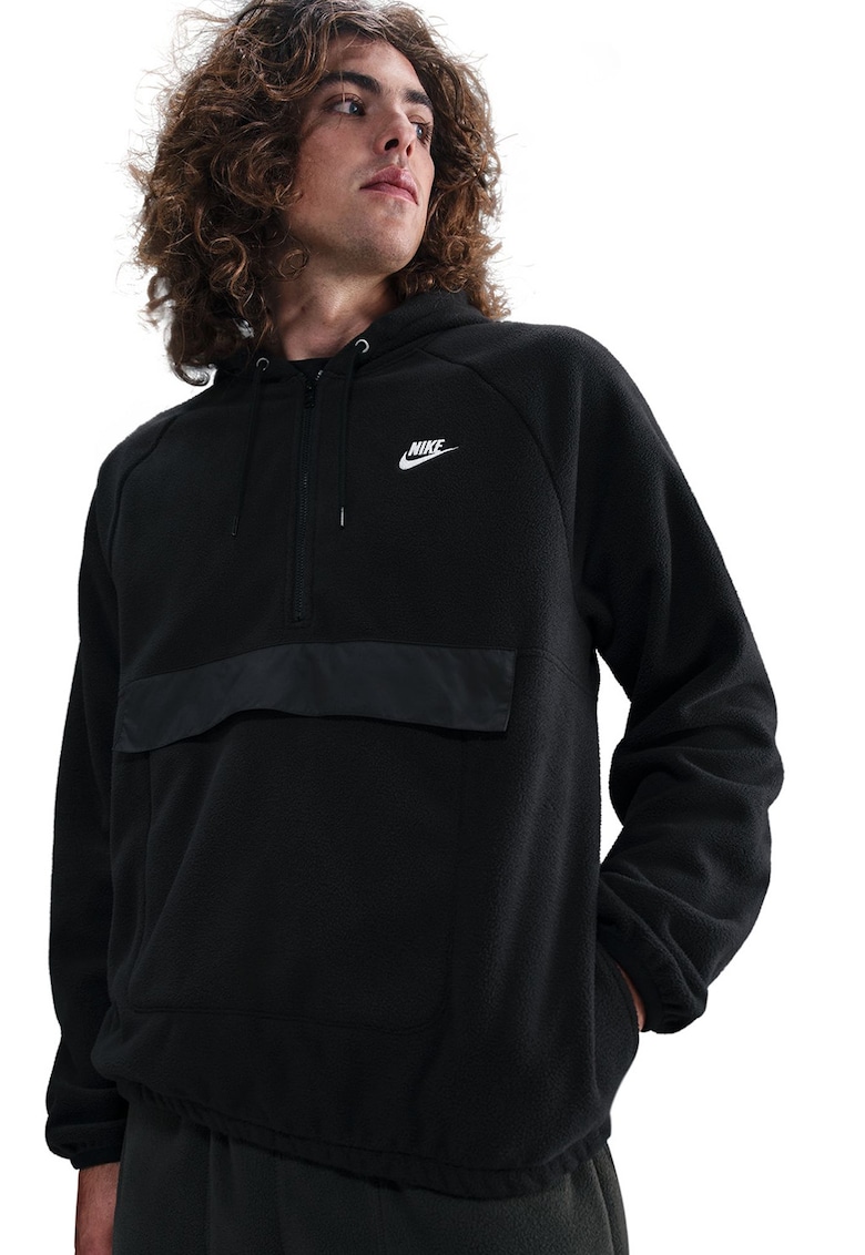 Hanorac din material fleece cu maneci raglan Club - Negru