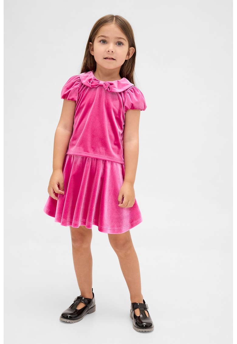 Set de tricou cu aspect de catifea si fusta cu pliuri - 2 piese - Fucsia