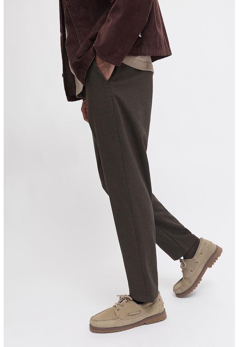 Pantaloni conici cu snur - Maro melange