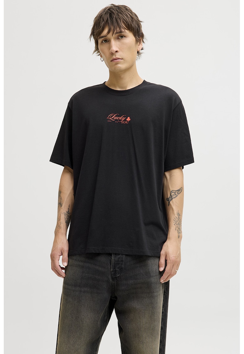 Tricou din bumbac organic cu imprimeu grafic - Rosu/Negru