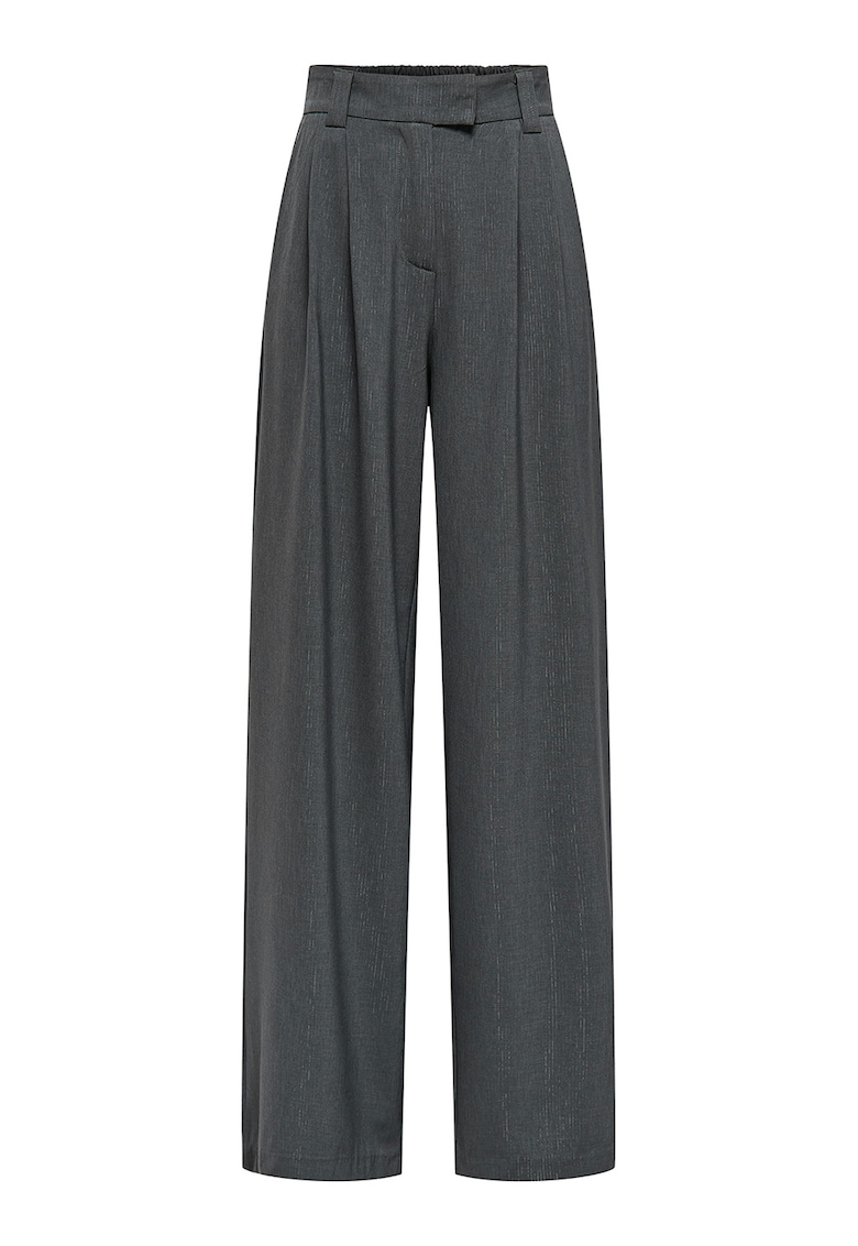 Pantaloni cu aspect stralucitor si dungi discrete - Gri