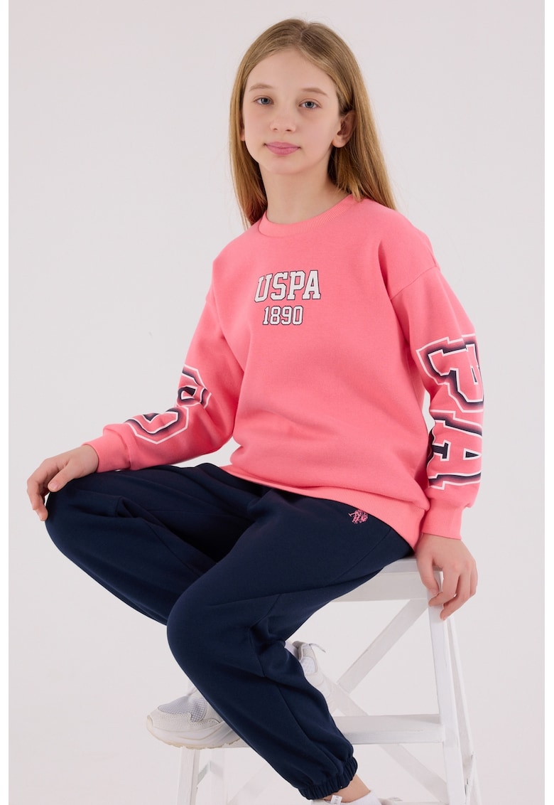 Set de bluza de trening si pantaloni de trening - 2 piese - Albastru ultramarin/Roz aprins/Alb optic