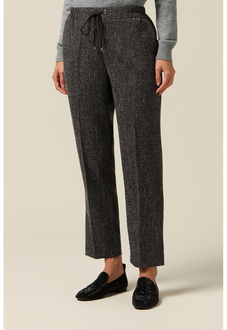 Pantaloni drepti crop cu detalii cu pensa - Gri antracit
