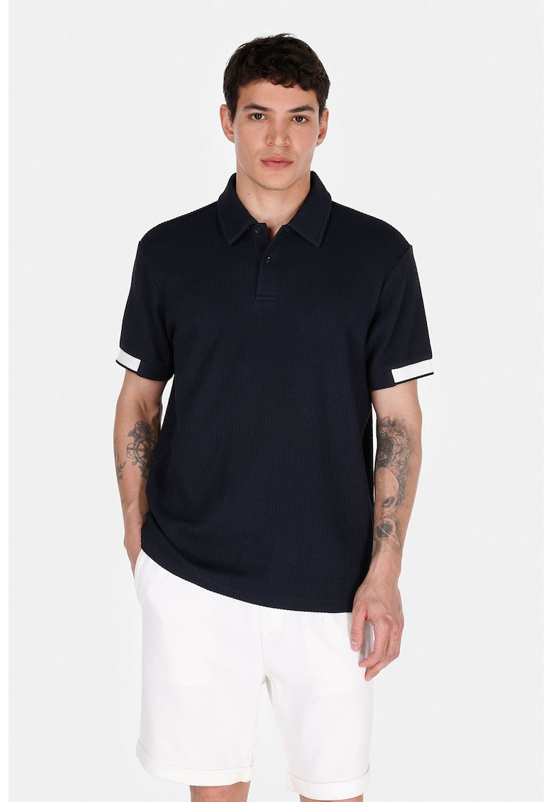 Tricou polo striat - Albastru ultramarin