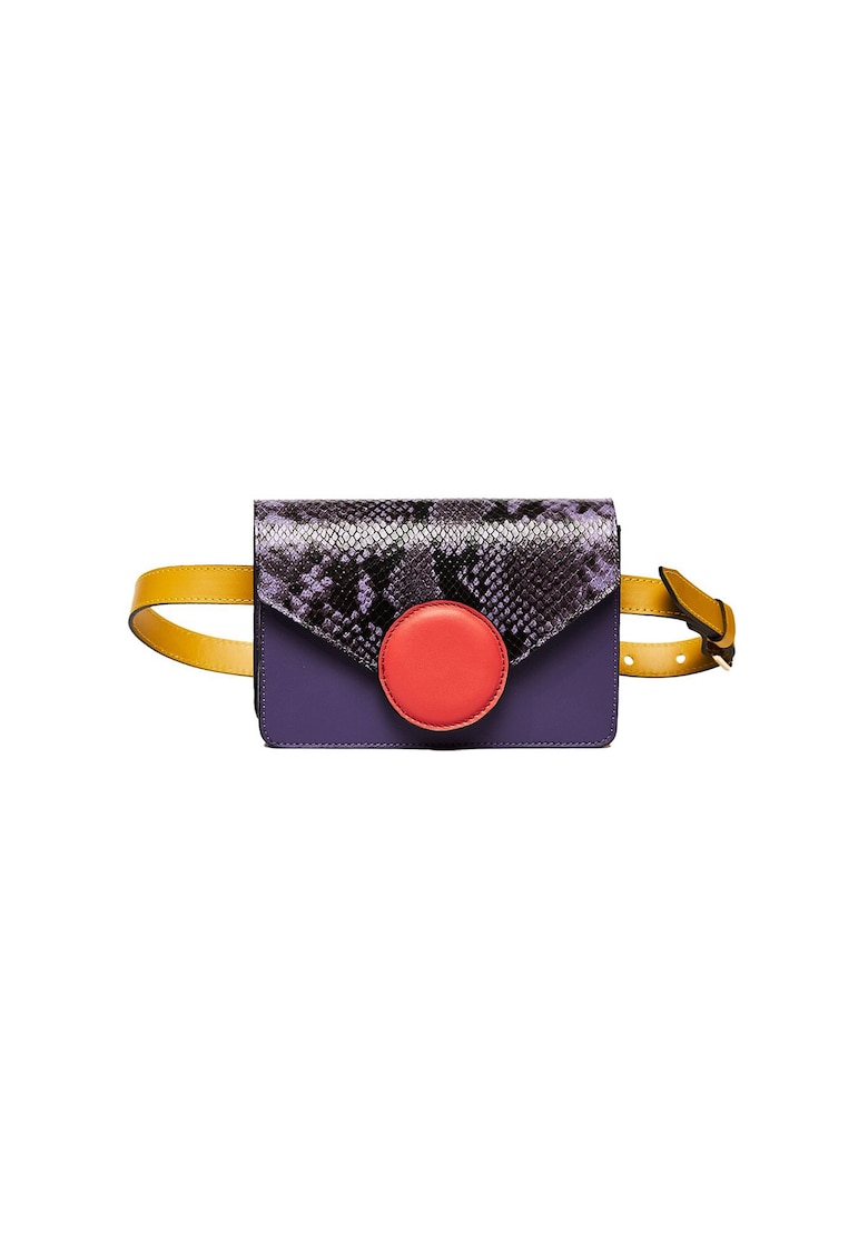 Geanta Cora Dama Piele naturala -  mov-galben-coral