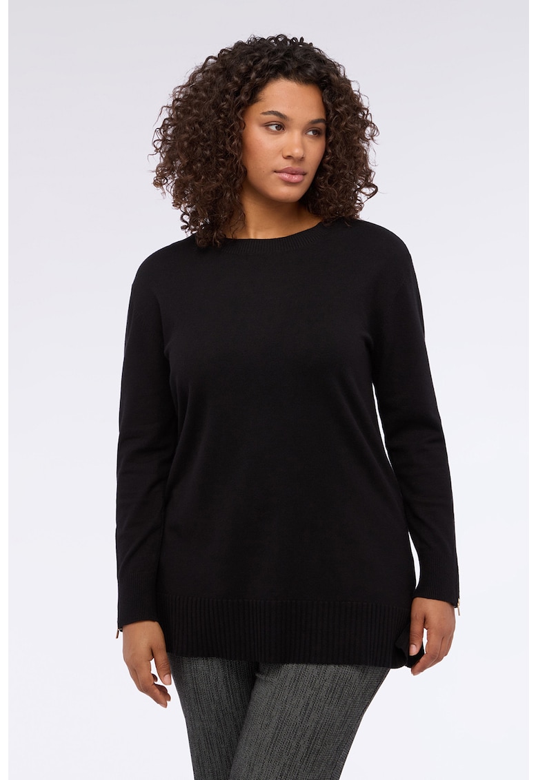 Pulover uni cu mansete cu fermoar - Negru