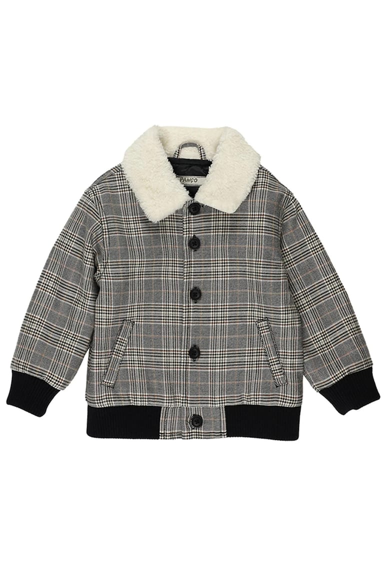Geaca cu blanita si elastic in talie - model in carouri -  - Happy Camp - Negru & Gri - pentru baieti - Negru/Gri