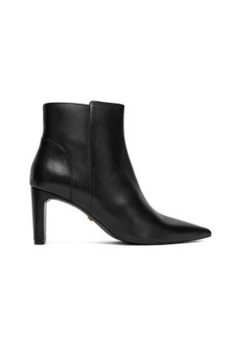 Botine dama  negru - piele naturala - cu fermoar - ascutit