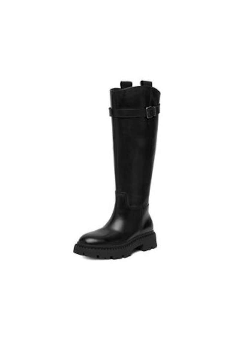 Cizme dama  negru - piele naturala - slip-on - benzi elastice