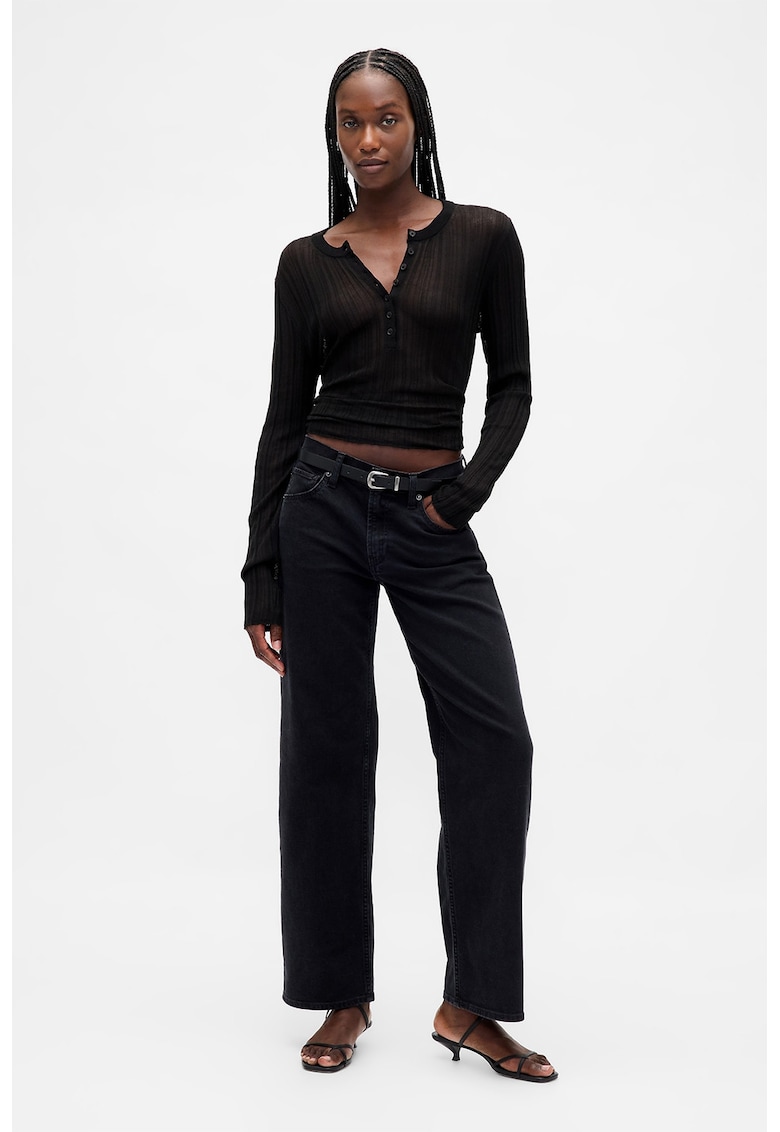 Blugi cu croiala ampla si model cu 5 buzunare - Negru
