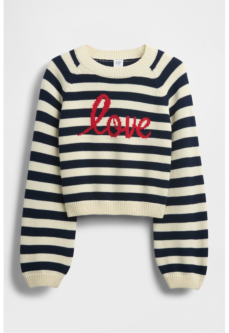 Pulover de bumbac cu model - Rosu/Alb fildes/Albastru ultramarin