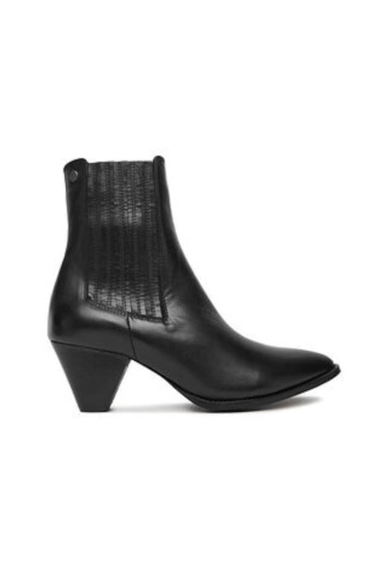 Botine  slip-on din piele naturala - Negru