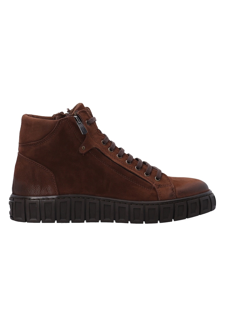 Pantofi sport cu profil inalt din piele nabuc