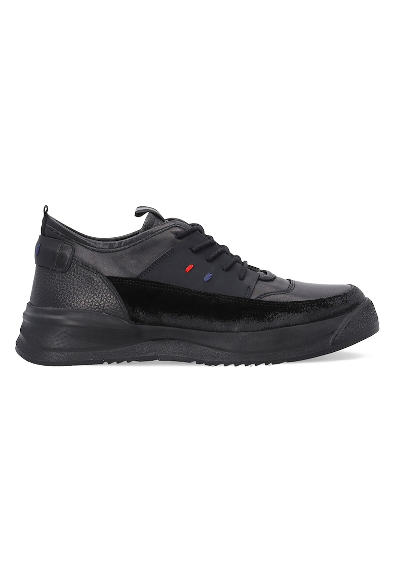 Pantofi sport din piele naturala cu insertie de piele intoarsa