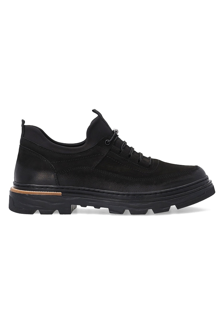 Pantofi sport din piele nabuc cu profil jos