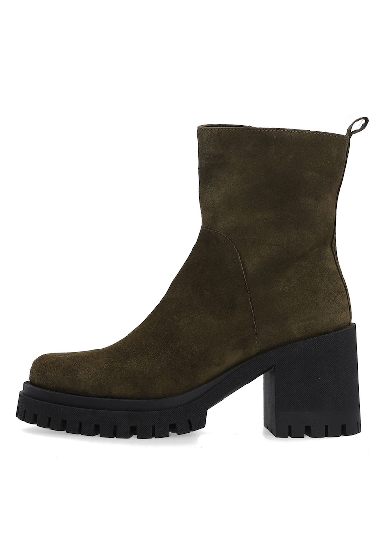 Botine din piele intoarsa cu toc masiv 00