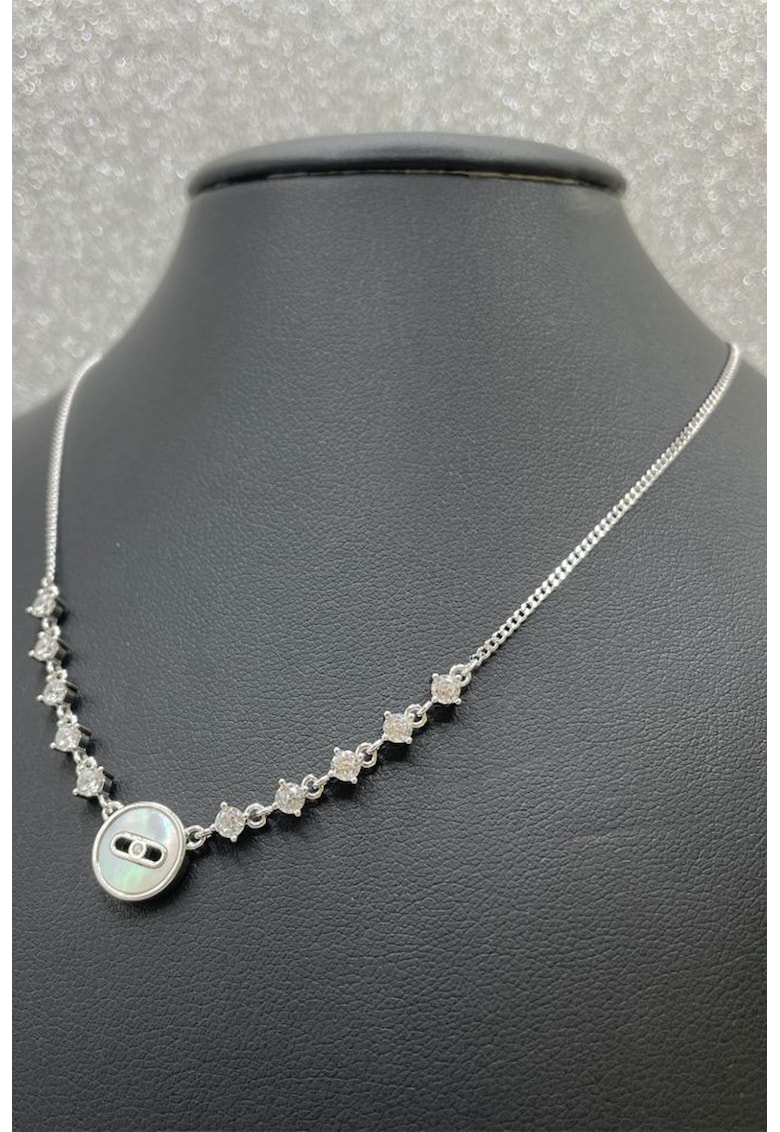 Colier din argint veritabil 925 decorat cu pandantiv Mother Of Pearl - Argintiu