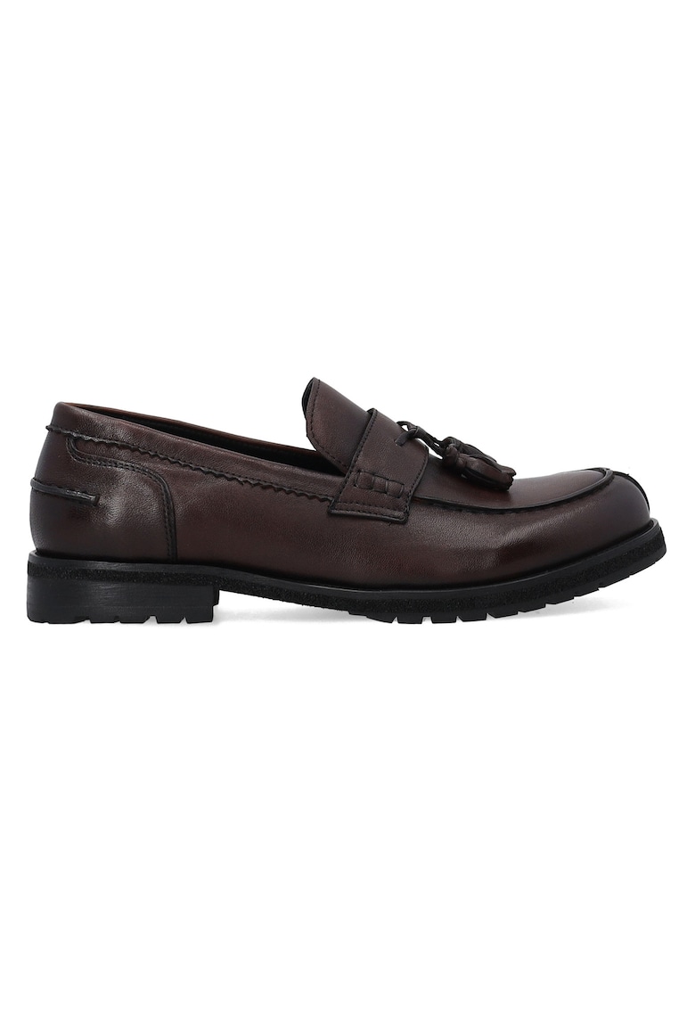 Loafers din piele naturala cu ciucuri
