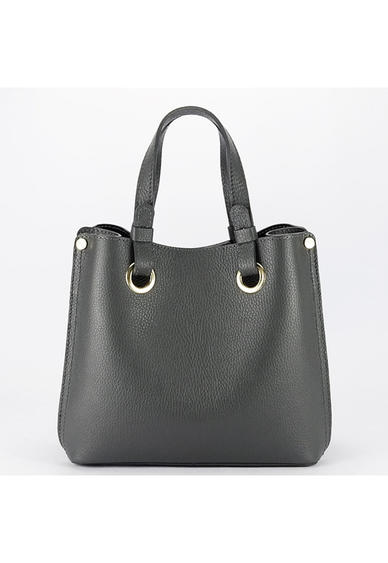 Geanta din piele naturala office/casual B-8916 129 - Gri inchis - 23x25x12