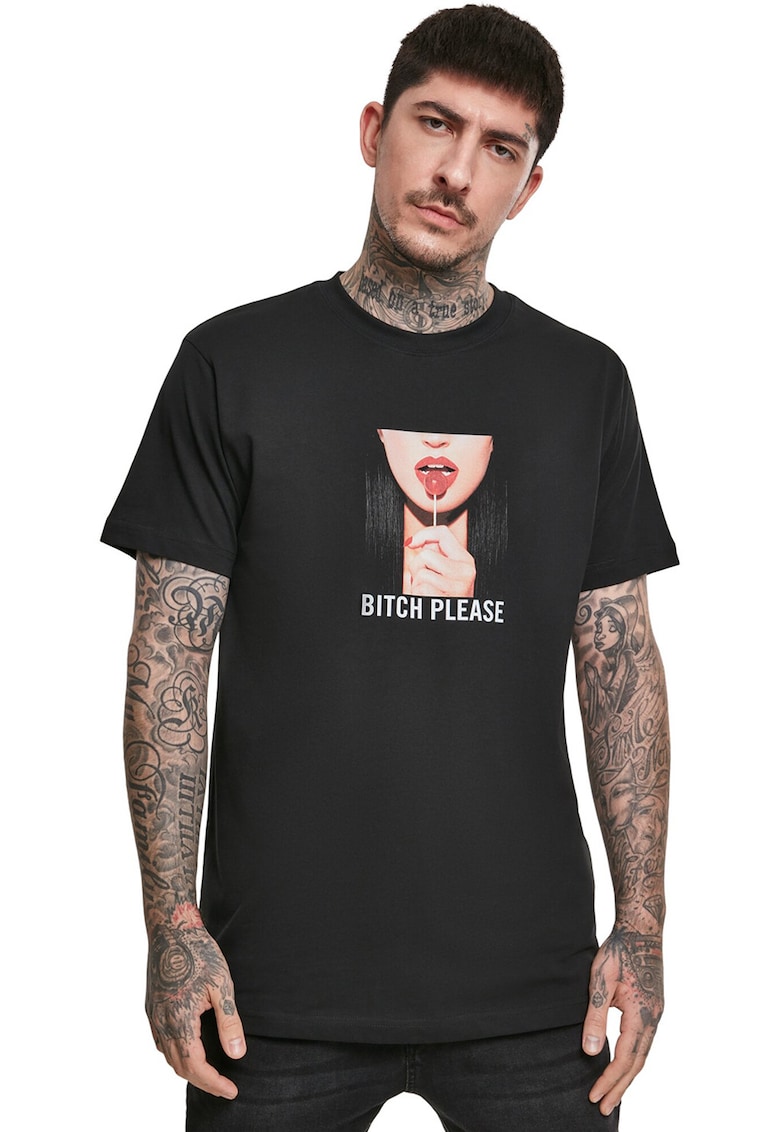 Tricou din bumbac cu imprimeu foto - Negru