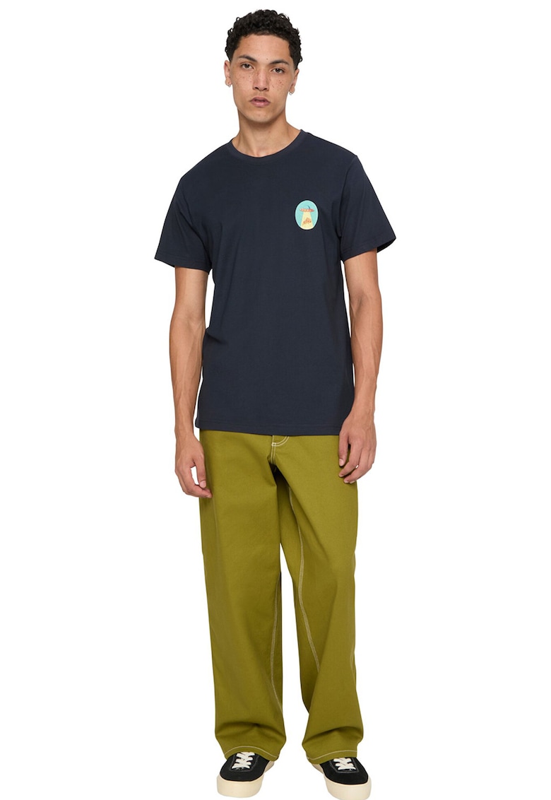 Tricou regular fit cu imprimeu pe piept - Bleumarin