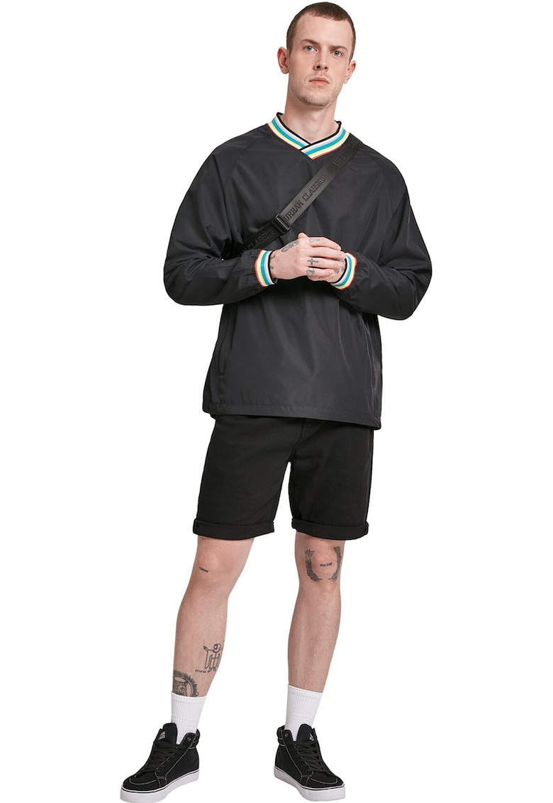 Bluza de trening cu decolteu in V si buzunare laterale - Negru