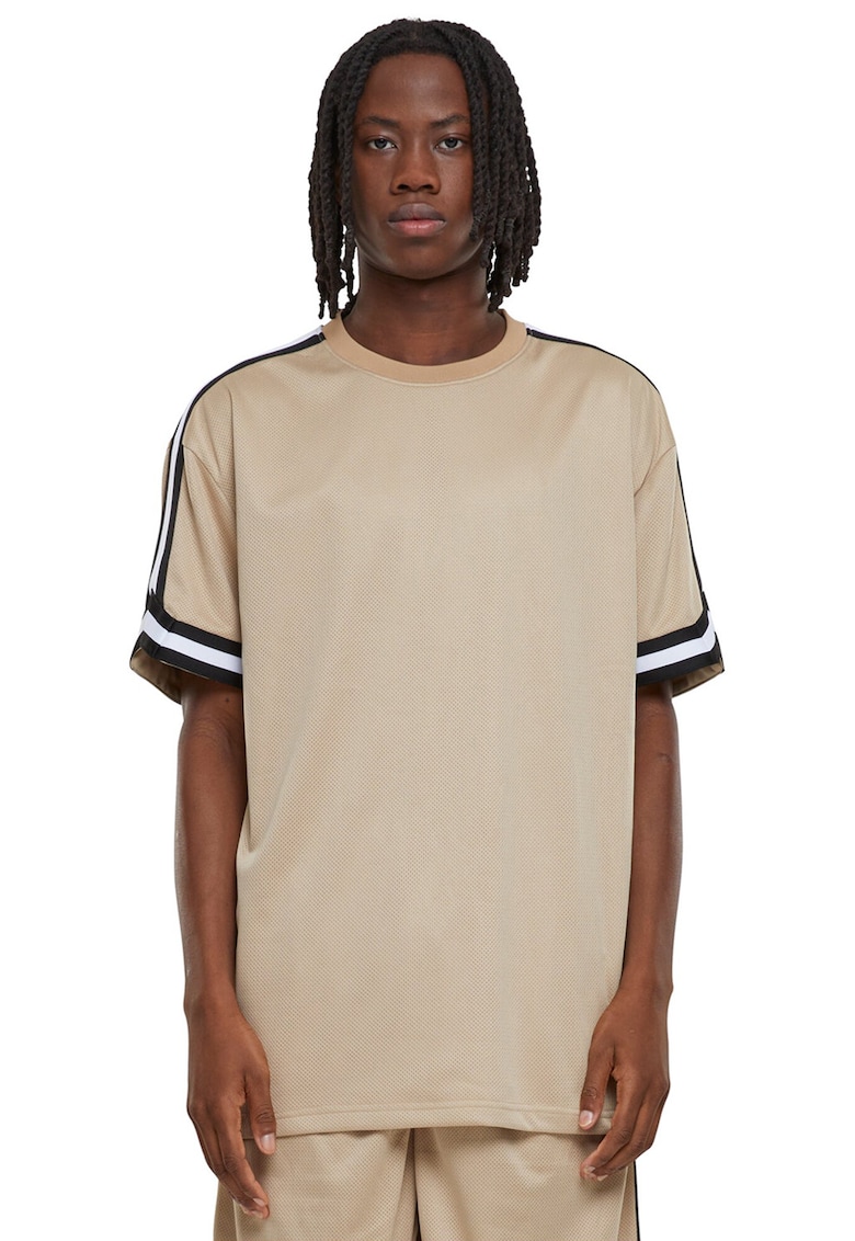 Tricou cu benzi contrastante pe maneci - Bej