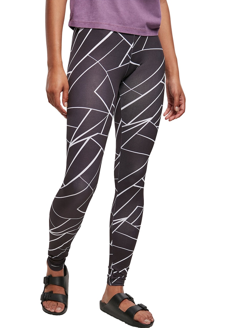 Colanti cu talie inalta si model - Alb/Negru stins