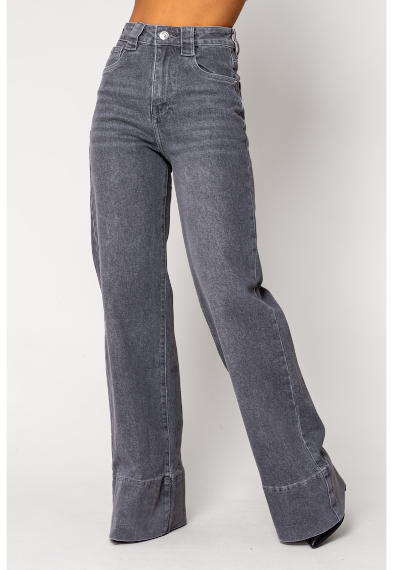 Blugi elastici largi din denim Grey 18091 - Gri