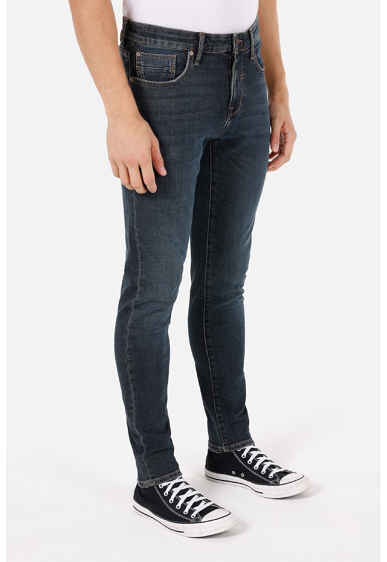 Blugi skinny cu talie medie - Albastru