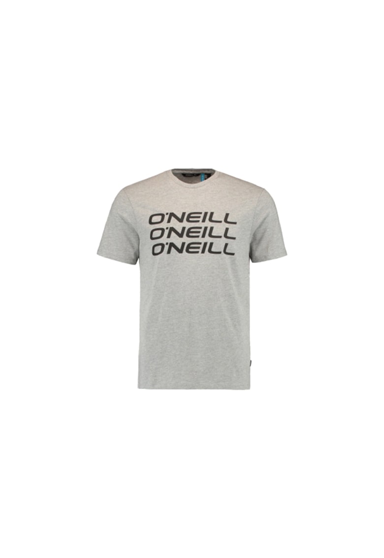 Tricou regular fit cu imprimeu logo Triple - Gri