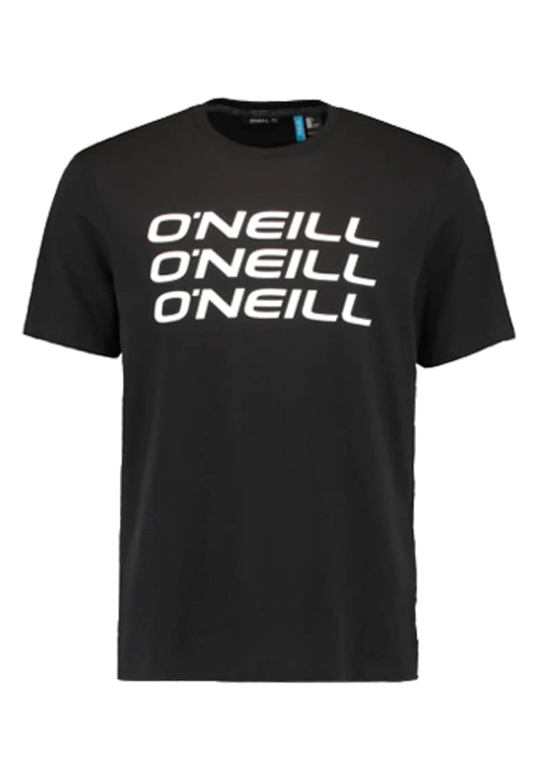Tricou regular fit cu imprimeu logo Triple - Negru