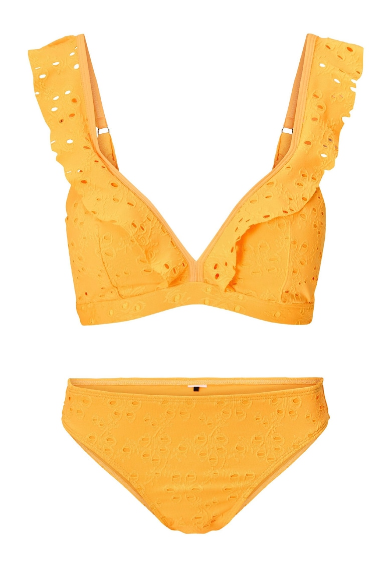 Costum de baie cu doua piese si volane - Portocaliu