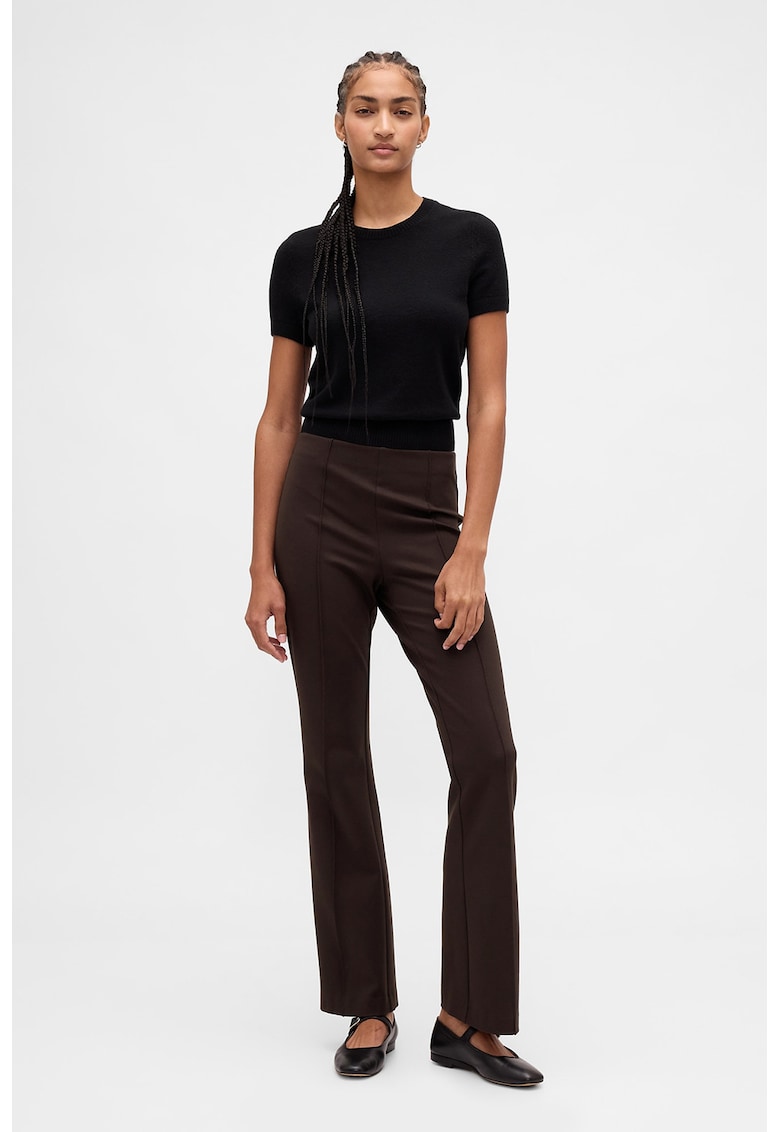 Pantaloni bootcut cu talie inalta - Maro inchis