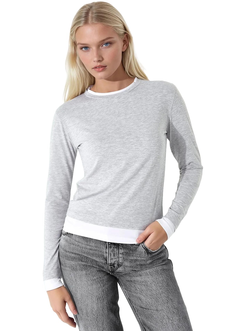 Bluza dama -  Jerseu - Gri deschis
