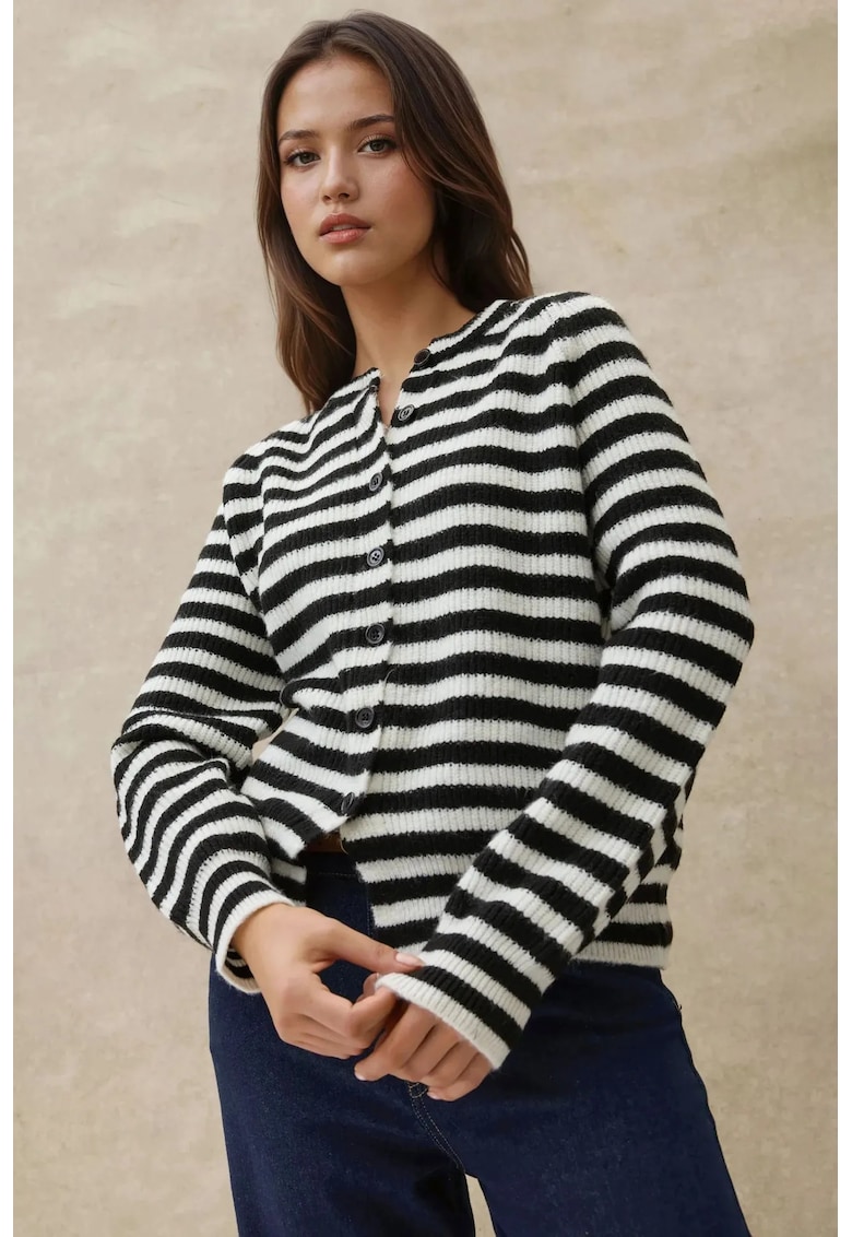 Cardigan  tricotat cu dungi - Multicolor