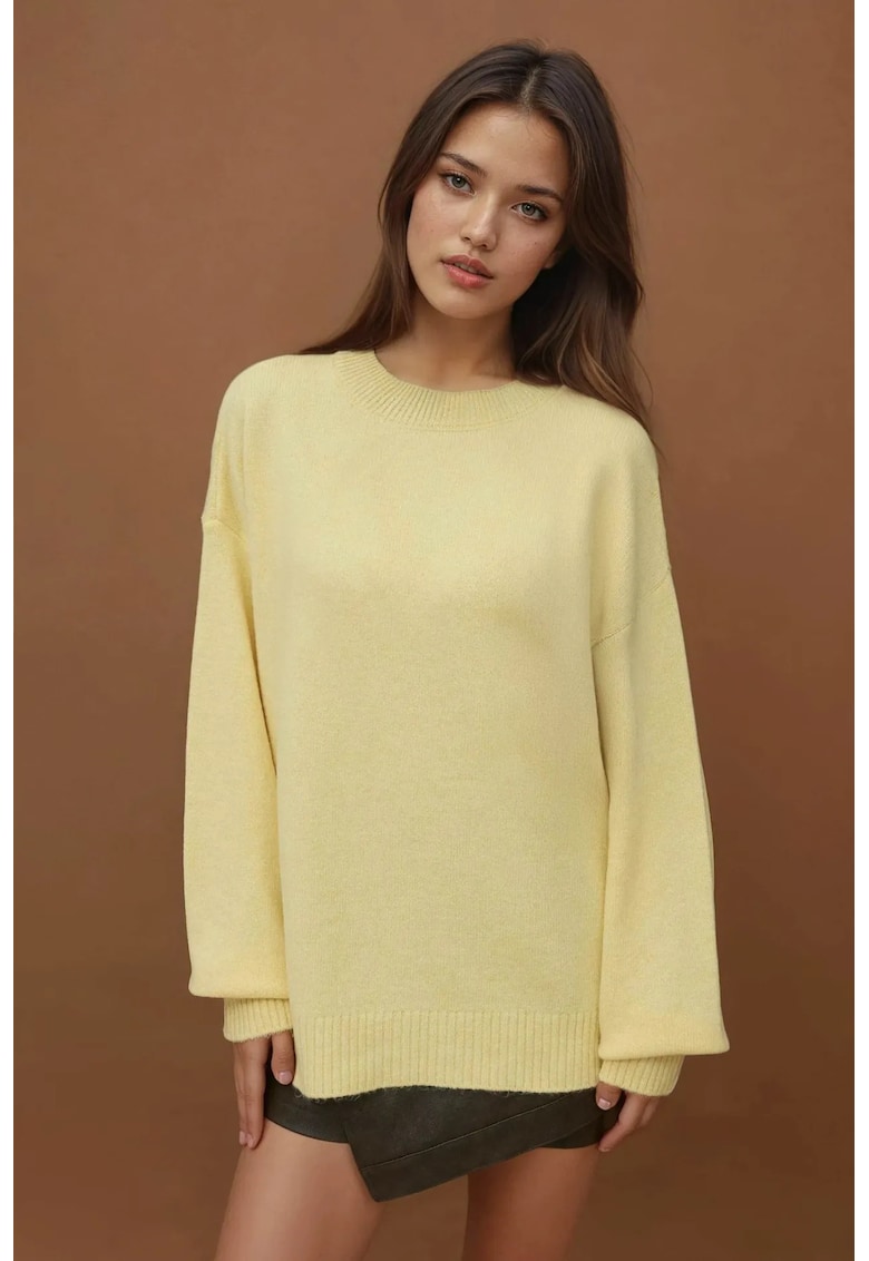 Pulover tricotat  galben - tricot - Galben lamaie