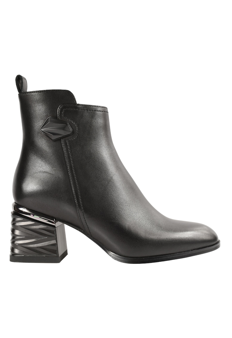 Ghete elegante - dama -  JY70027 negru - piele naturala - cu toc - Negru