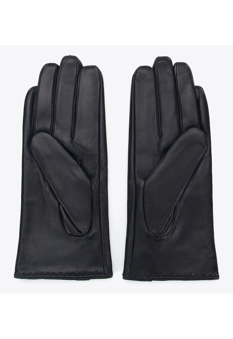 Manusi de piele cu decupaj - piele naturala neagra - neagra