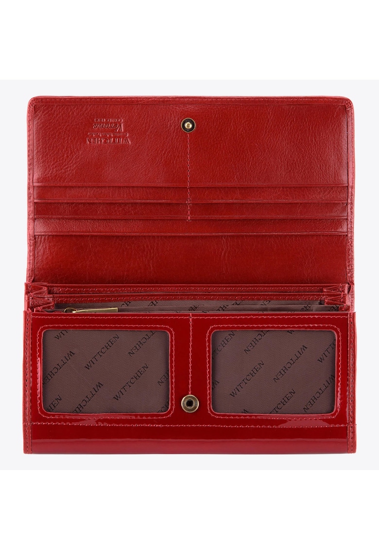 Portofel dama  din piele - rosu - 10x18 -5cm - cu multiple compartimente