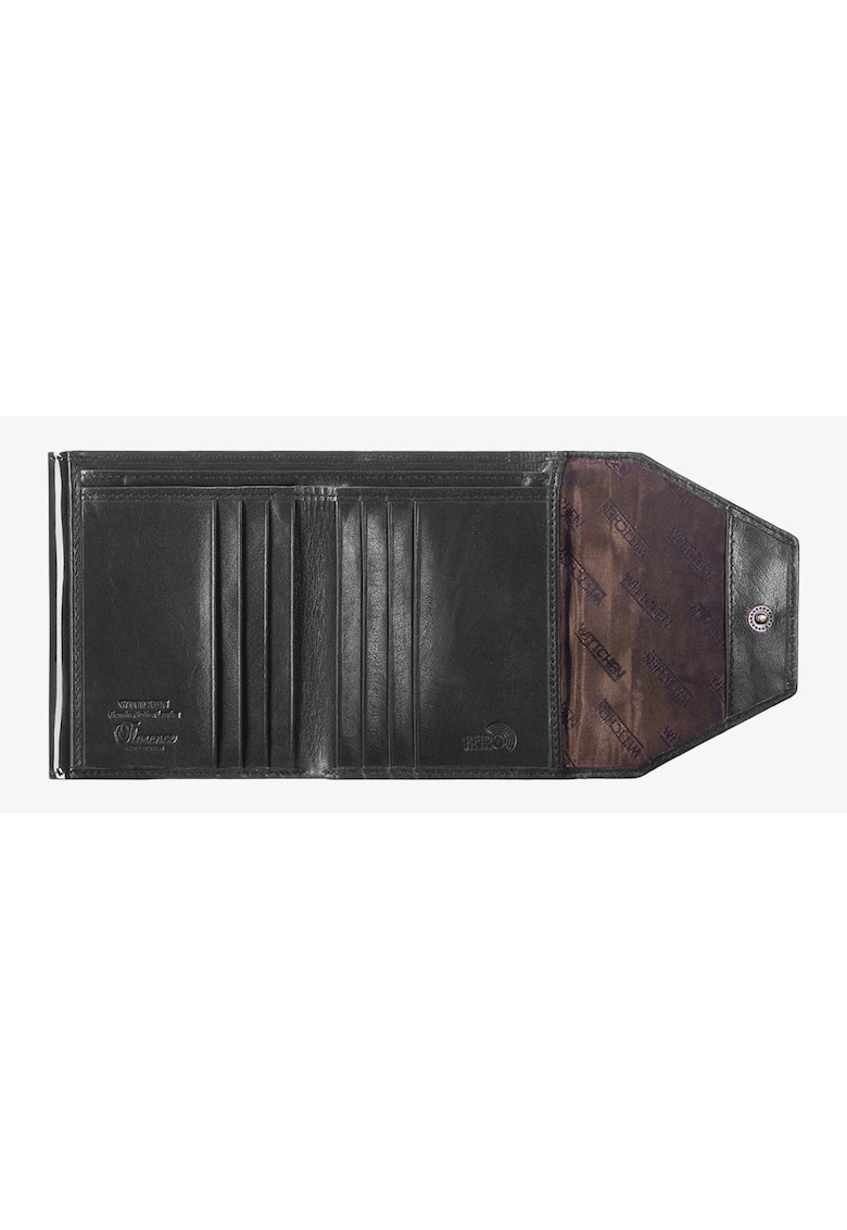 Portofel dama  piele lacuita - 2 compartimente pentru bancnote - 6 locuri pentru carduri - negru - 9 -5x12cm