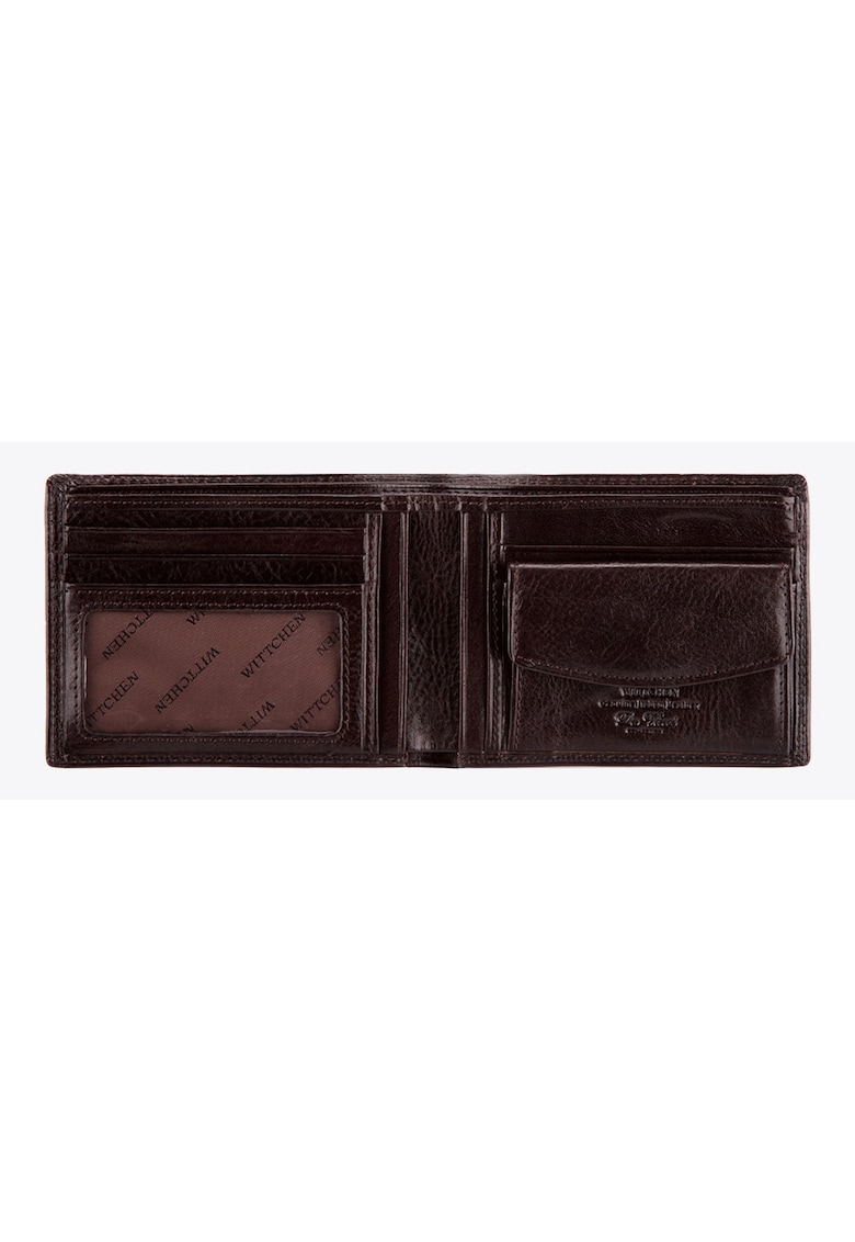 Portofel barbati  Da Vinci - din piele naturala - 9 -5x12cm - culoare maro - cu 4 locuri pentru carduri