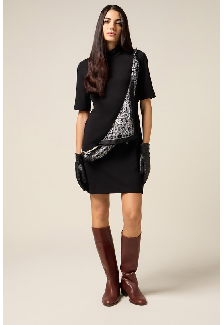 Rochie scurta cu maneci scurte - Negru/Gri deschis