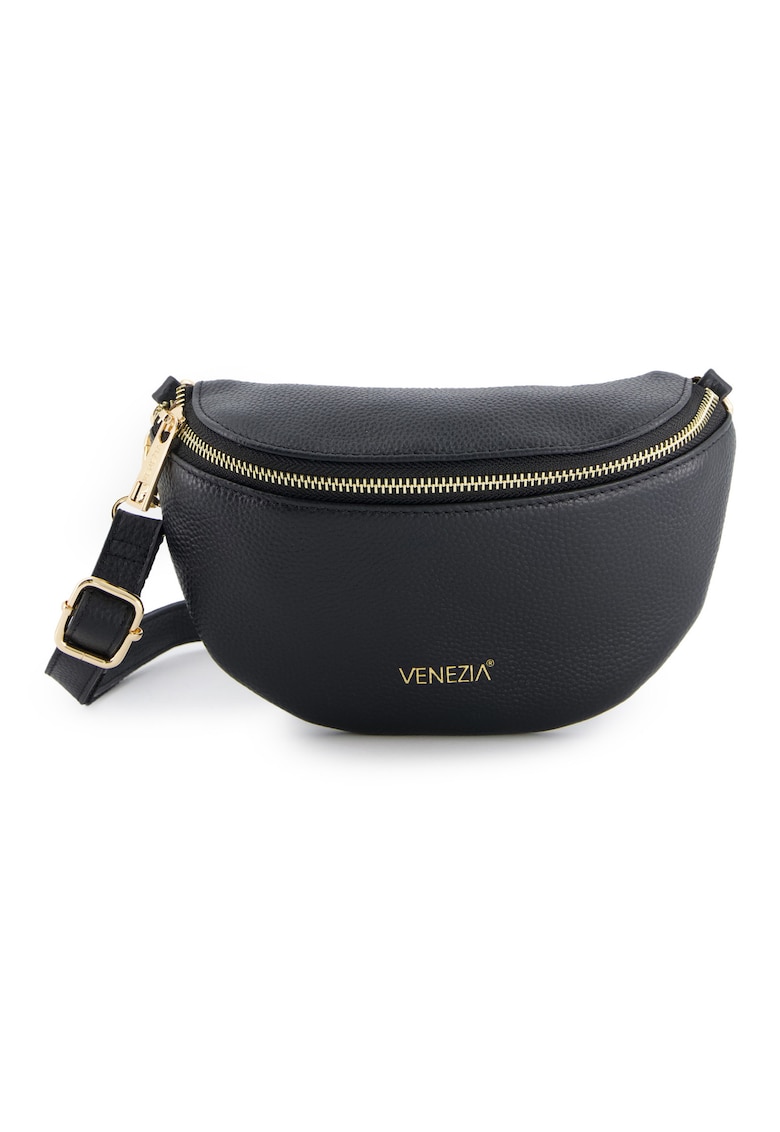 Geanta crossbody din piele naturala cu logo metalic