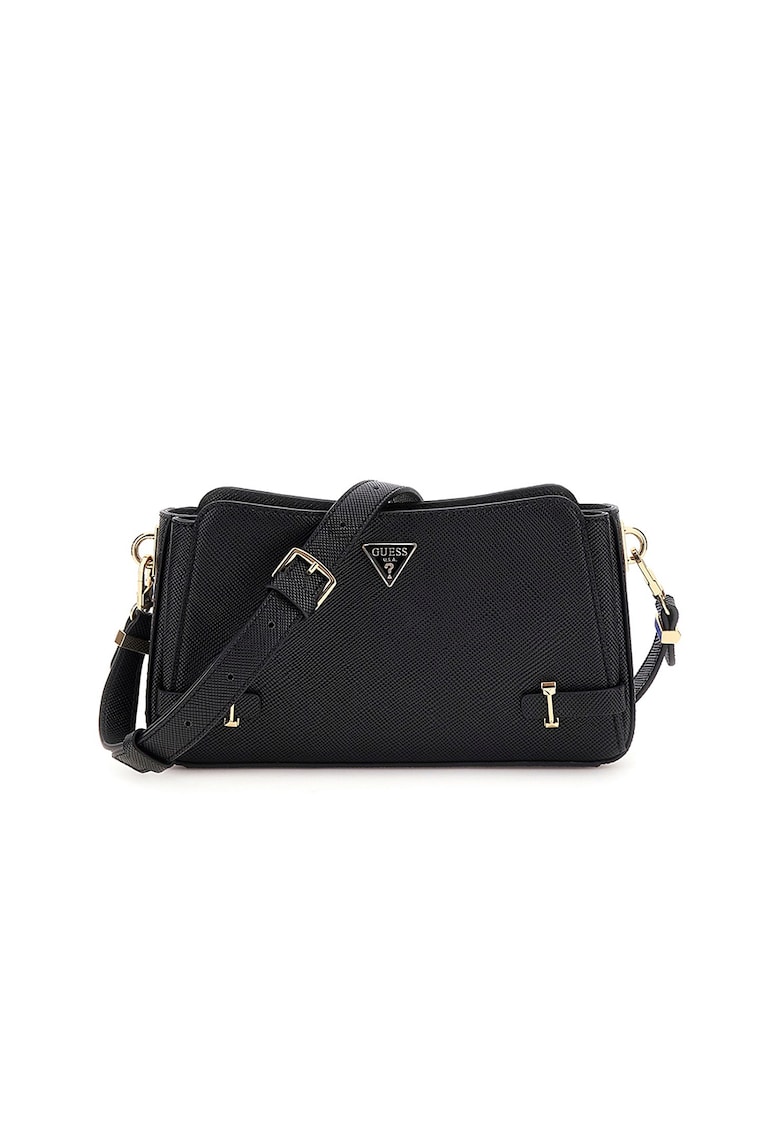 Geanta crossbody cu aspect metalizat - Negru